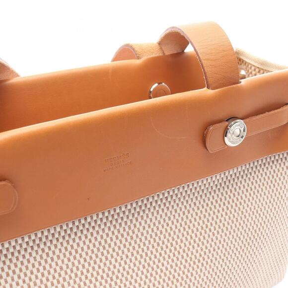 Hermes Herbag Cabas PM Tote Bag Handbag Canvas Leather Toile H Vache Hunter W... - Picture 14 of 15